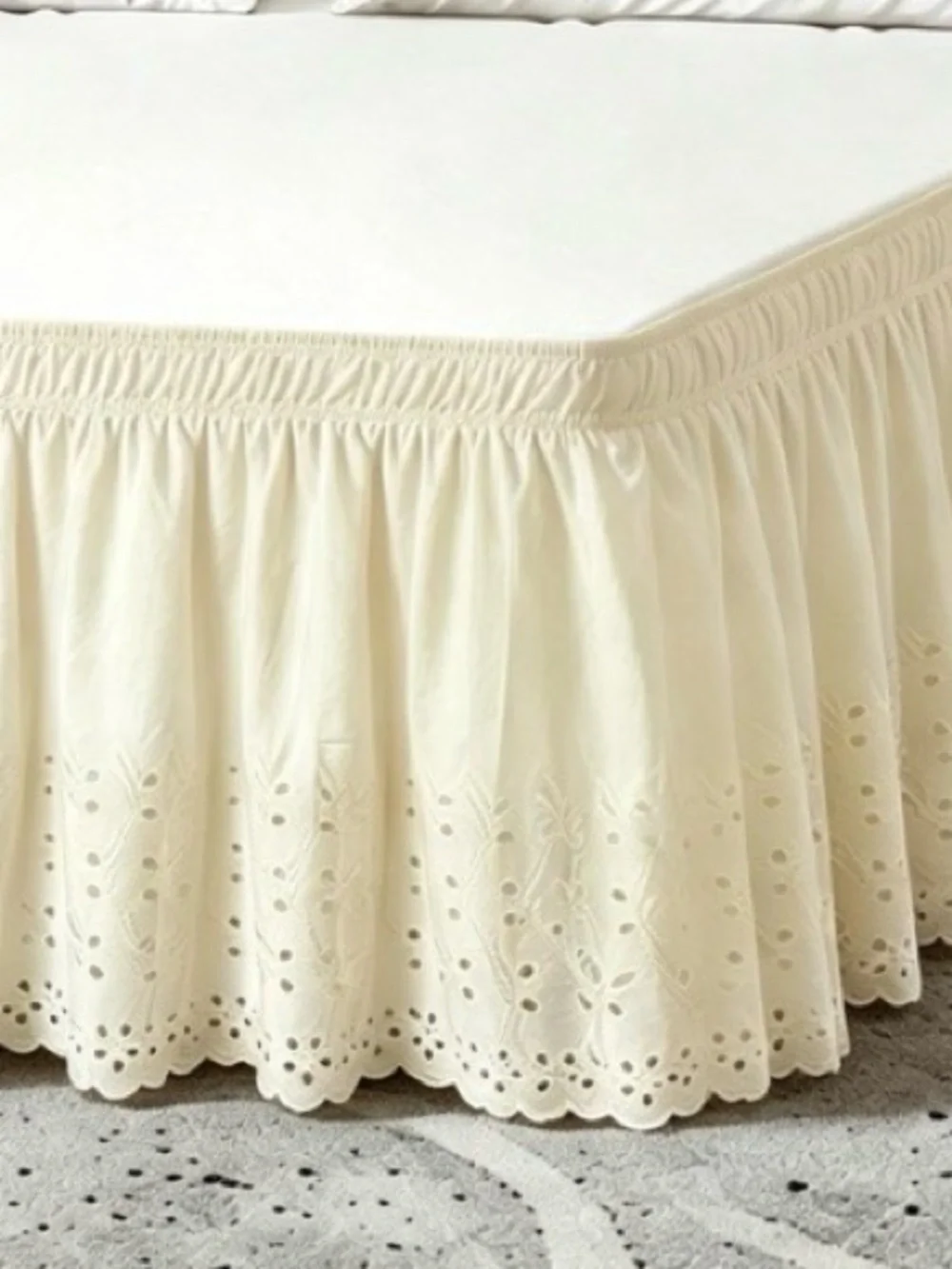 KING Bed Skirt Eyelet Dust Ruffle with 18” Drop 100% Microfiber - LIGHT YELLOW